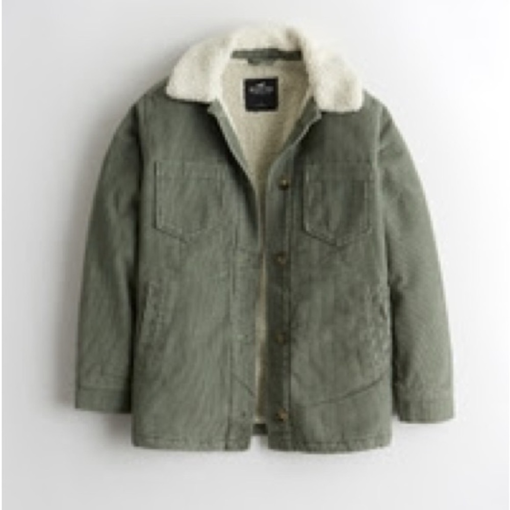 Hollister Olive Corduroy Shirt Jacket